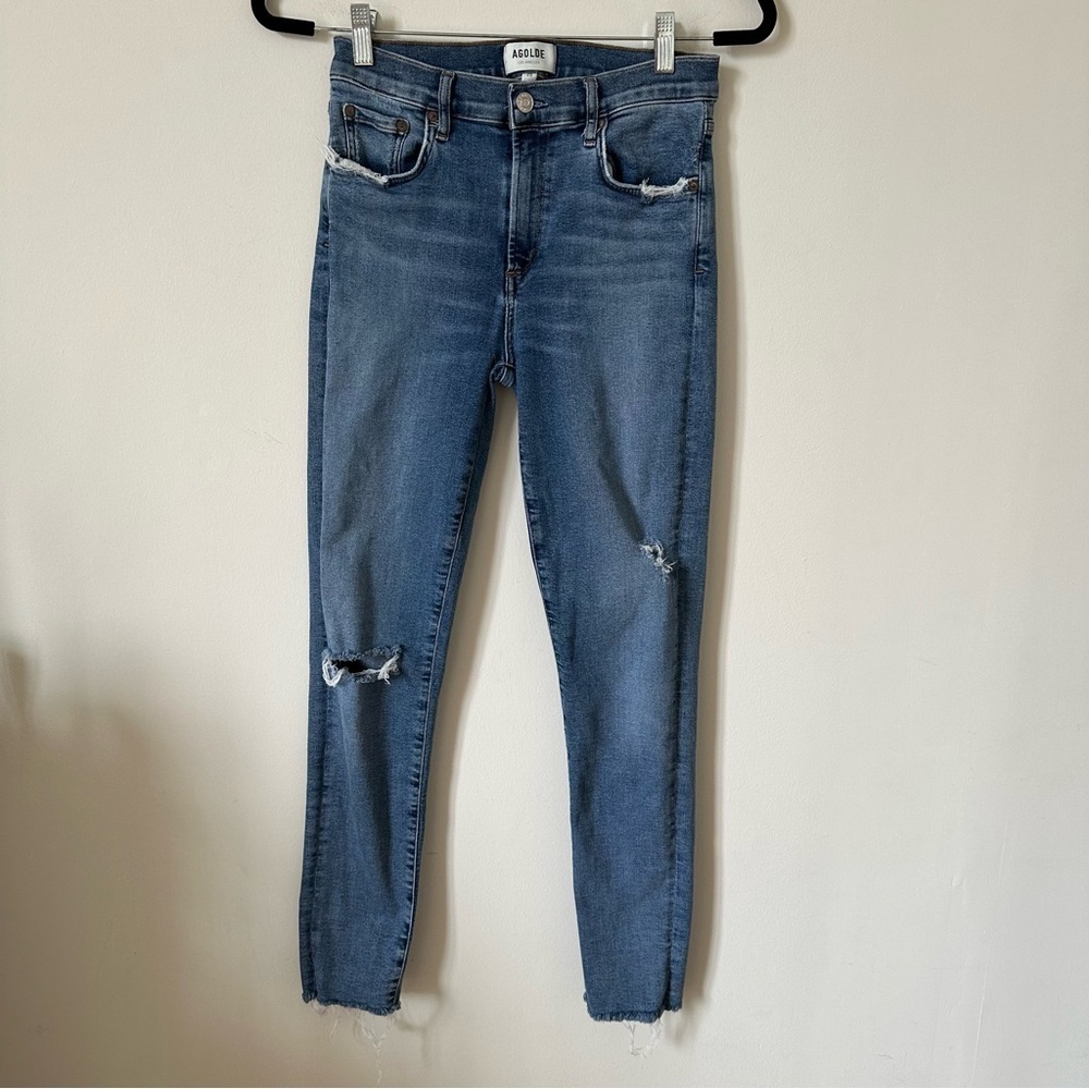 Agolde Sophie Skinny Jeans Distressed Blue Size 29 (Fits 27–28)